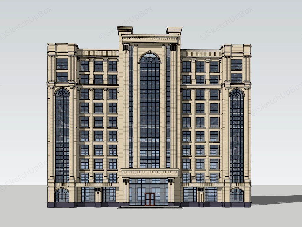 Art Deco Hotel Exterior sketchup model preview - SketchupBox