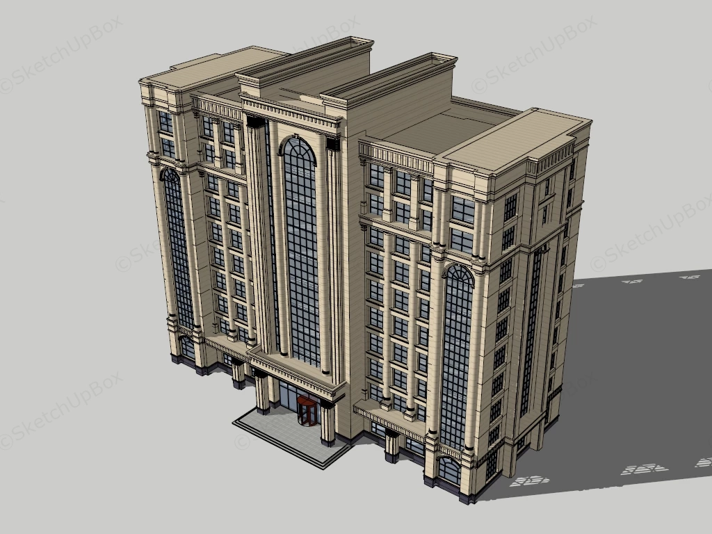 Art Deco Hotel Exterior sketchup model preview - SketchupBox