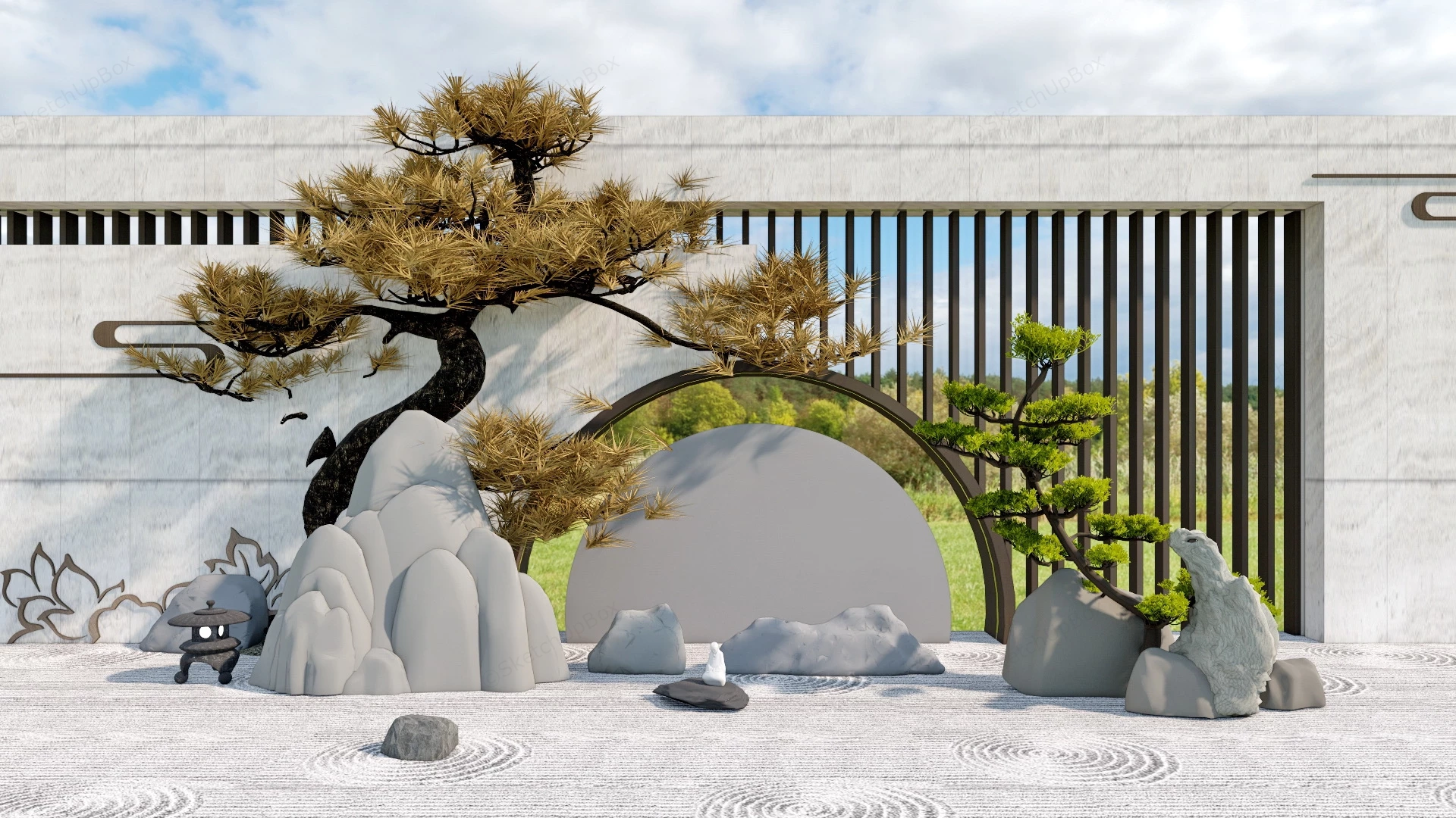 Zen Dry Garden sketchup model preview - SketchupBox