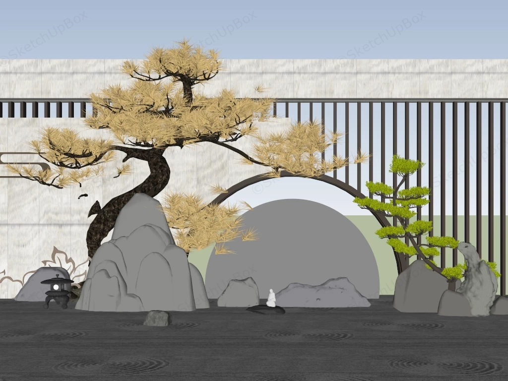 Zen Dry Garden sketchup model preview - SketchupBox