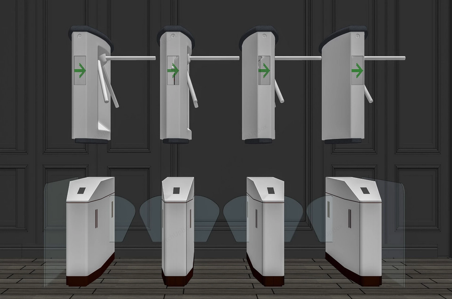 Modern Turnstiles sketchup model preview - SketchupBox