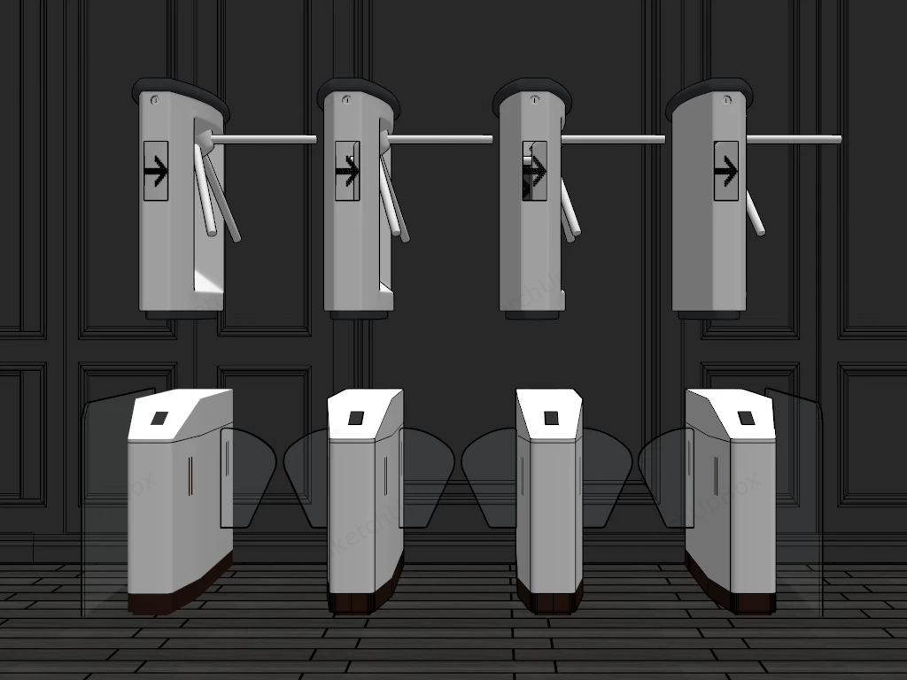 Modern Turnstiles sketchup model preview - SketchupBox