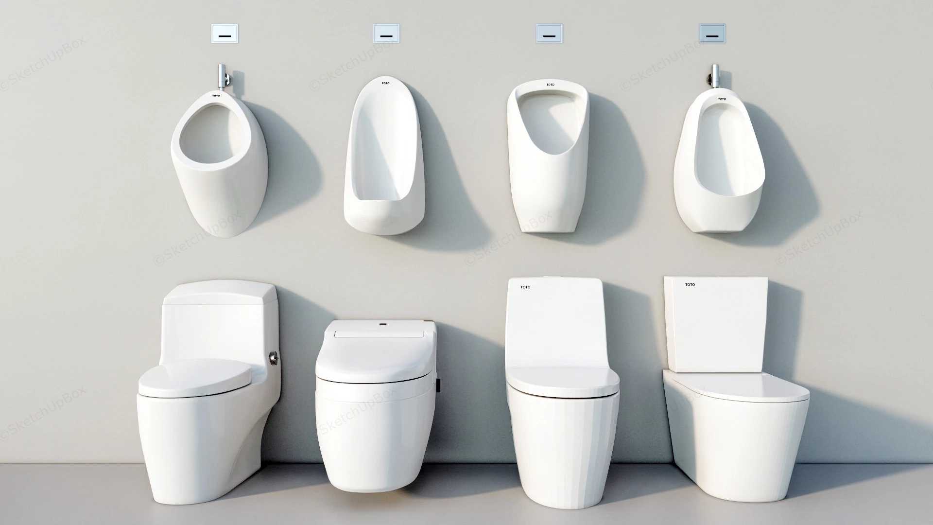 Commercial Toilets And Urinals sketchup model preview - SketchupBox