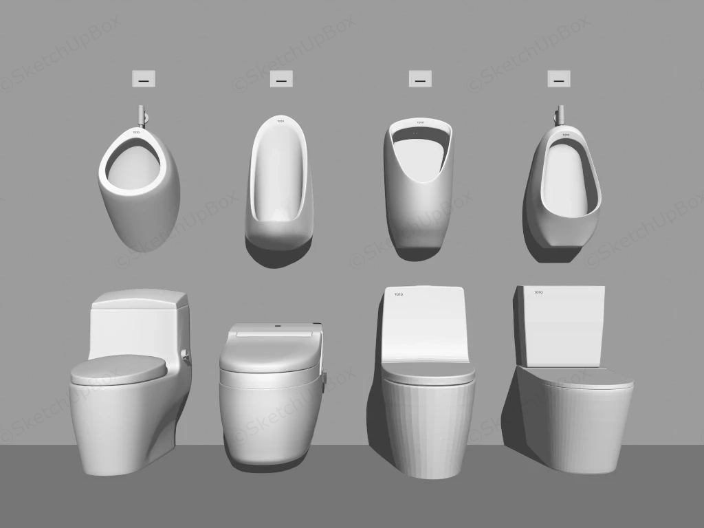 Commercial Toilets And Urinals sketchup model preview - SketchupBox