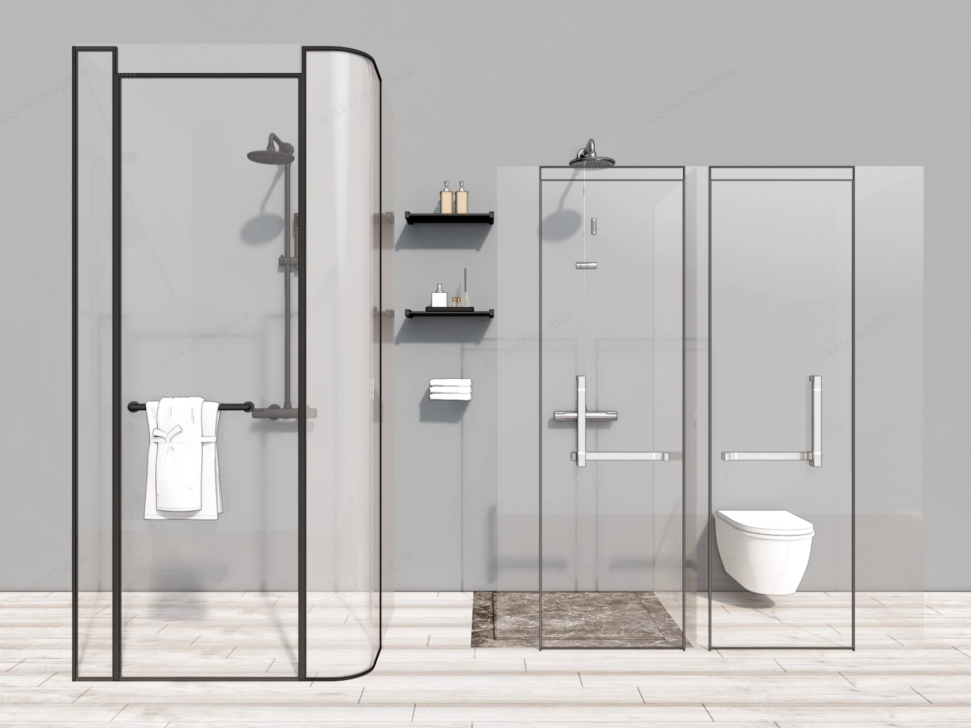 Shower Stall Enclosures sketchup model preview - SketchupBox