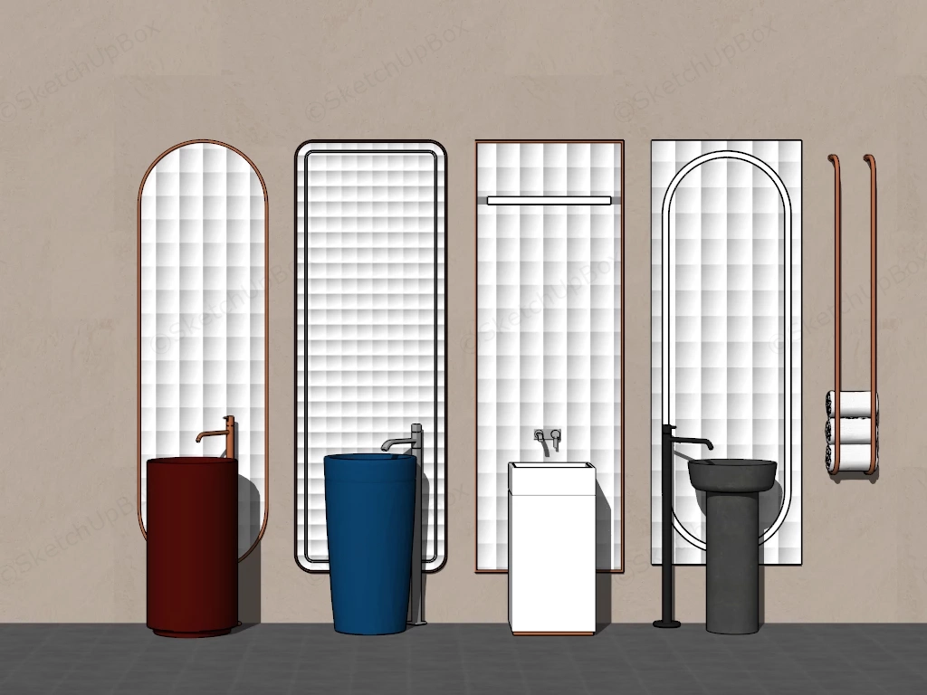 Pedestal Hand Wash Basin Designs sketchup model preview - SketchupBox