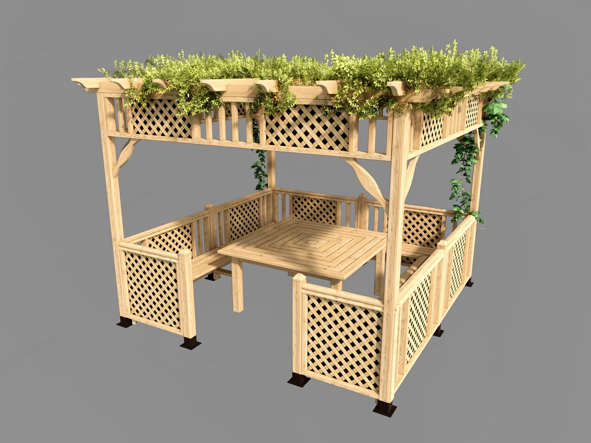 Small Wooden Gazebo sketchup model preview - SketchupBox
