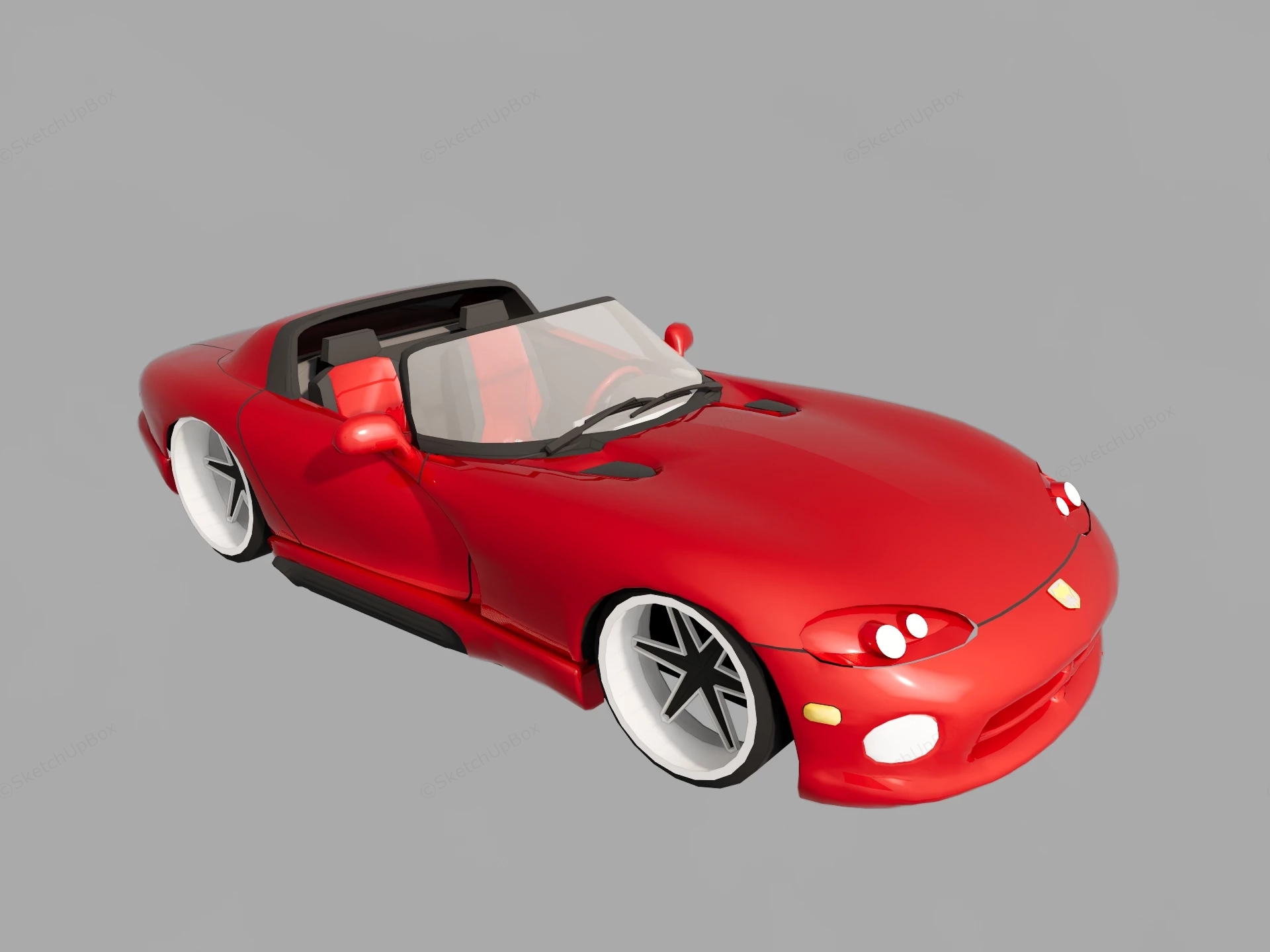 Red Convertible Car sketchup model preview - SketchupBox