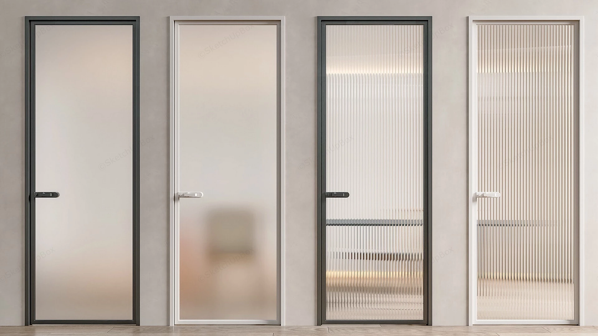 Single Framed Glass Doors sketchup model preview - SketchupBox