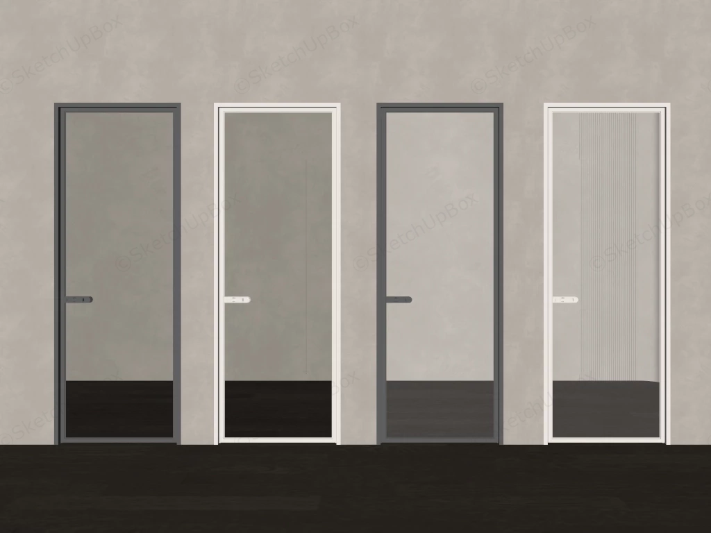 Single Framed Glass Doors sketchup model preview - SketchupBox