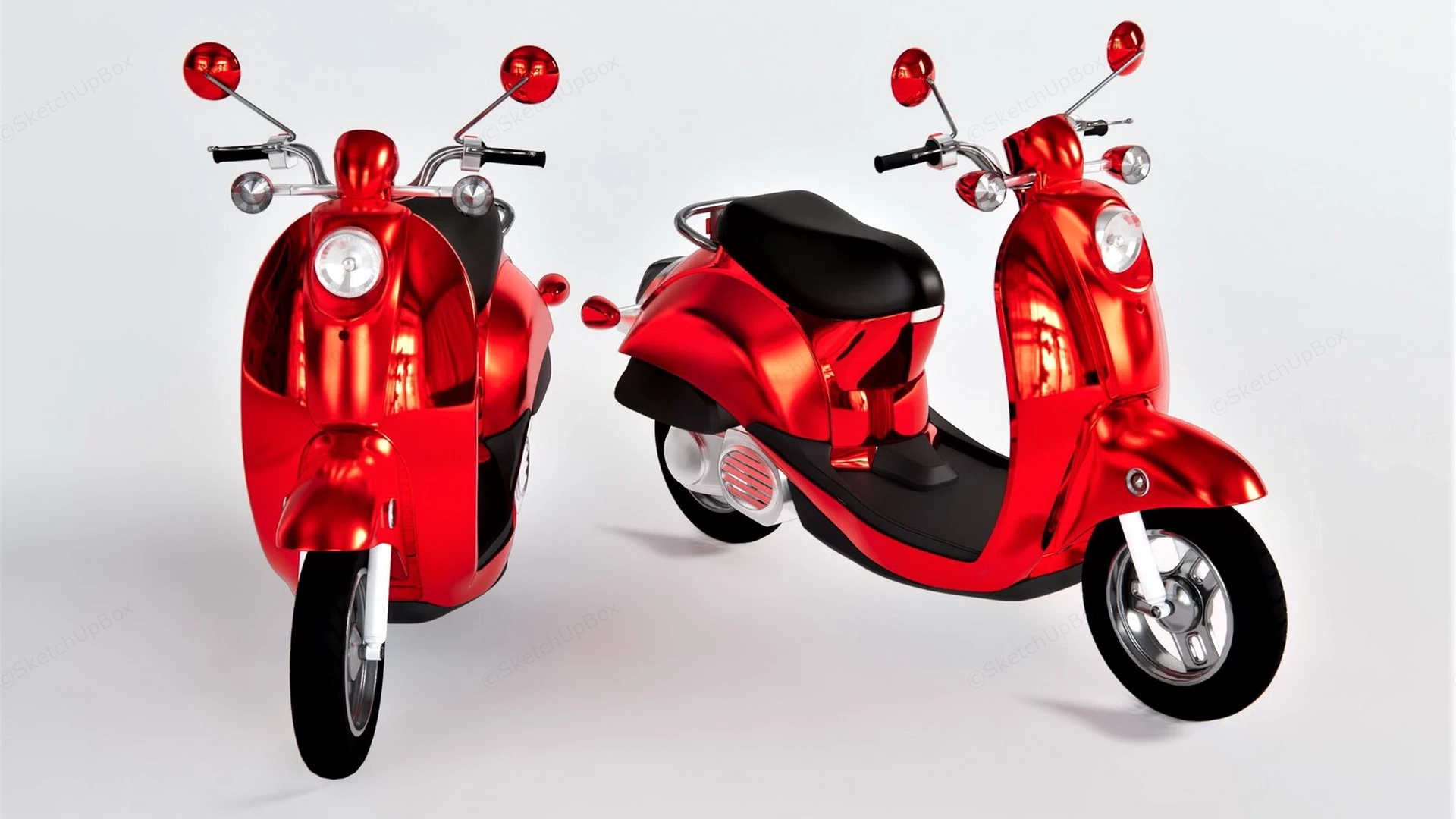 Red Electric Moped sketchup model preview - SketchupBox