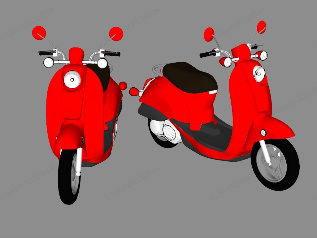 Red Electric Moped sketchup model preview - SketchupBox