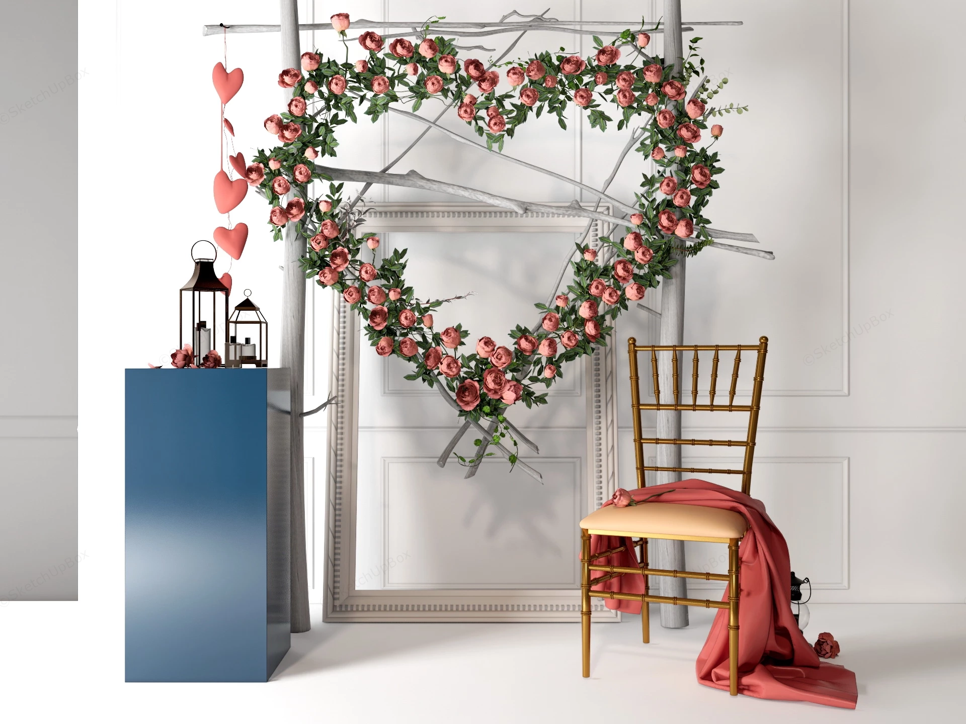 Flower Heart Wedding Backdrop sketchup model preview - SketchupBox