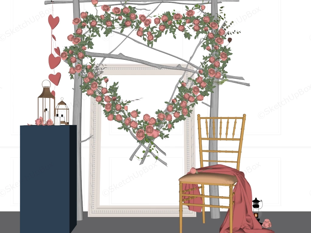 Flower Heart Wedding Backdrop sketchup model preview - SketchupBox