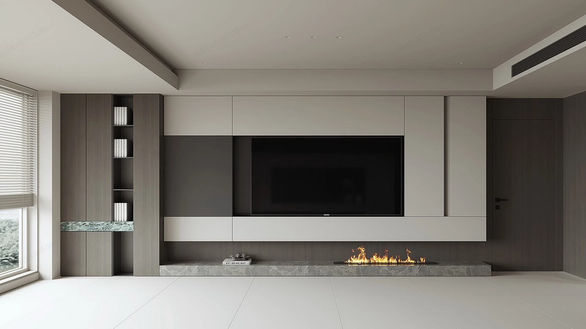 Minimalist TV Wall Design sketchup model preview - SketchupBox