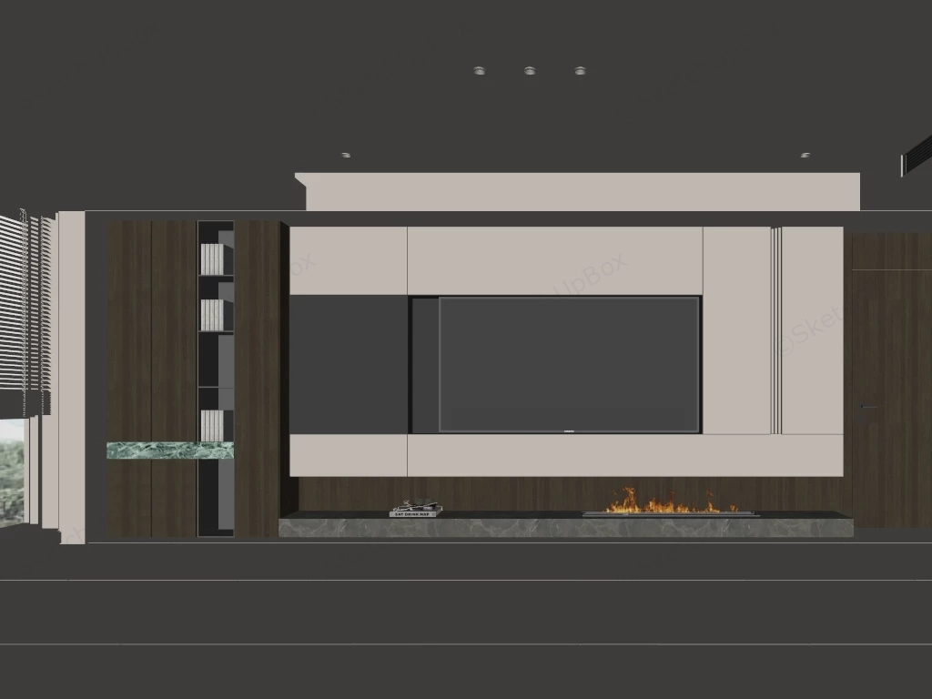 Minimalist TV Wall Design sketchup model preview - SketchupBox