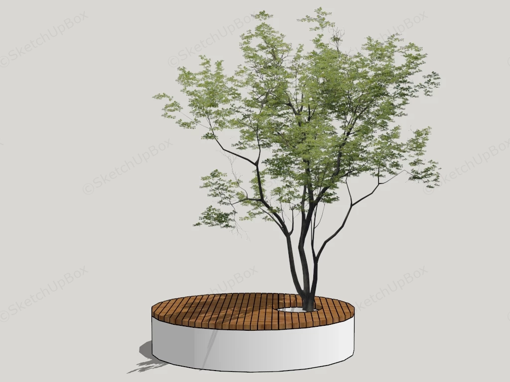 Bench Seat Around Tree sketchup model preview - SketchupBox