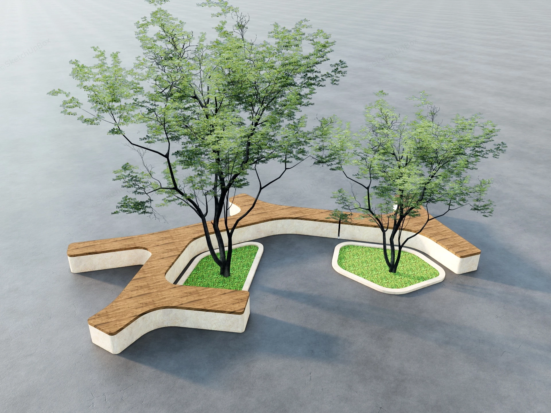 City Park Tree Bench sketchup model preview - SketchupBox