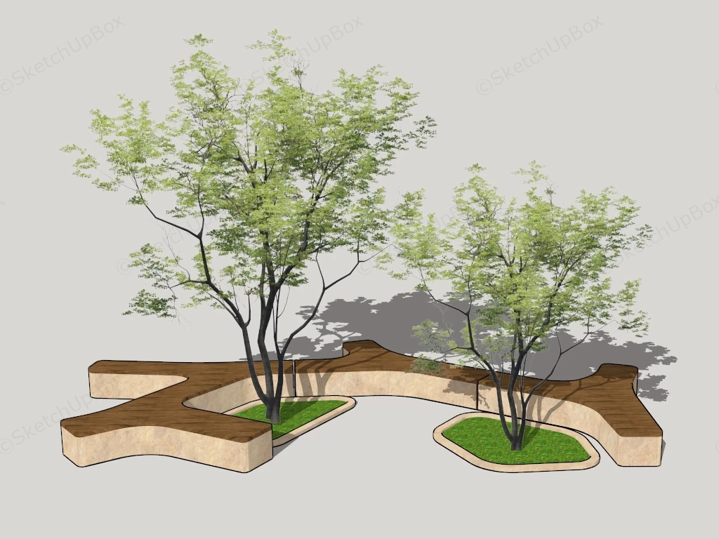 City Park Tree Bench sketchup model preview - SketchupBox