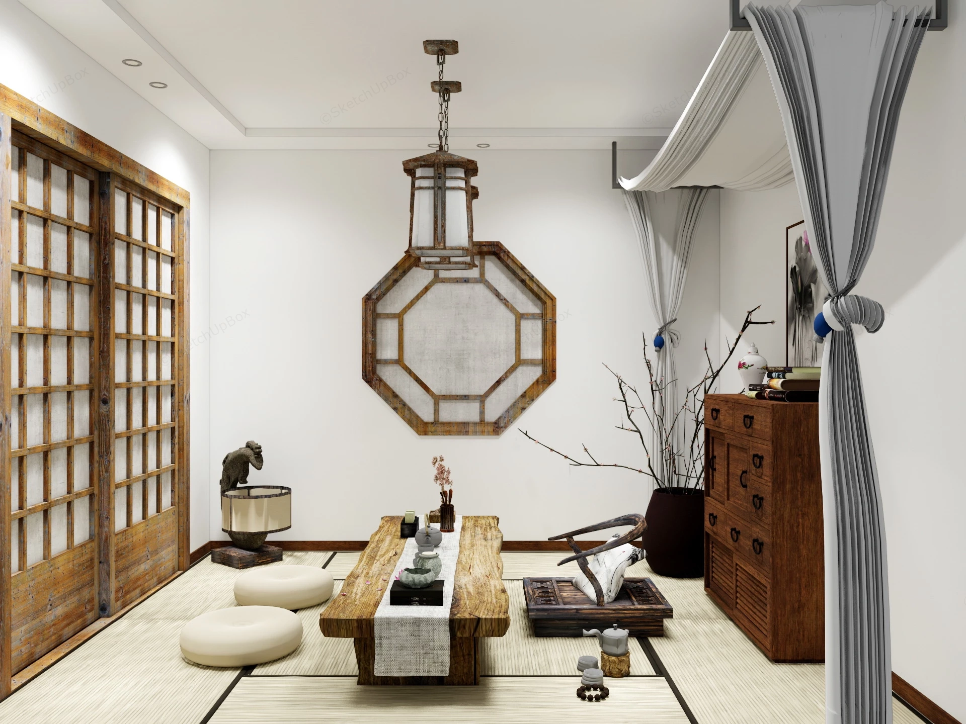 Small Japanese Tea House Interior sketchup model preview - SketchupBox