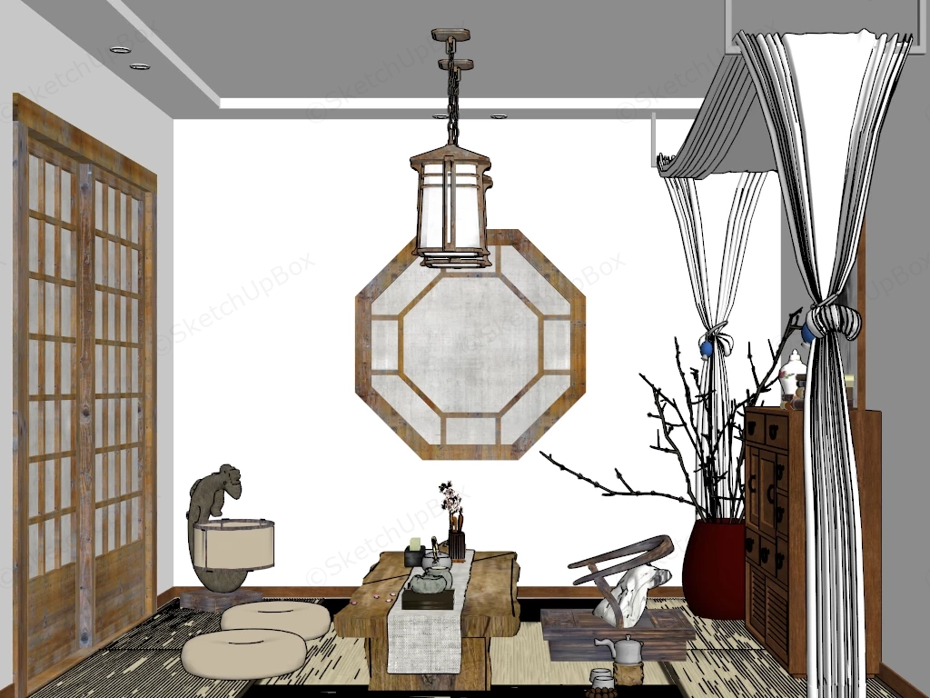 Small Japanese Tea House Interior sketchup model preview - SketchupBox