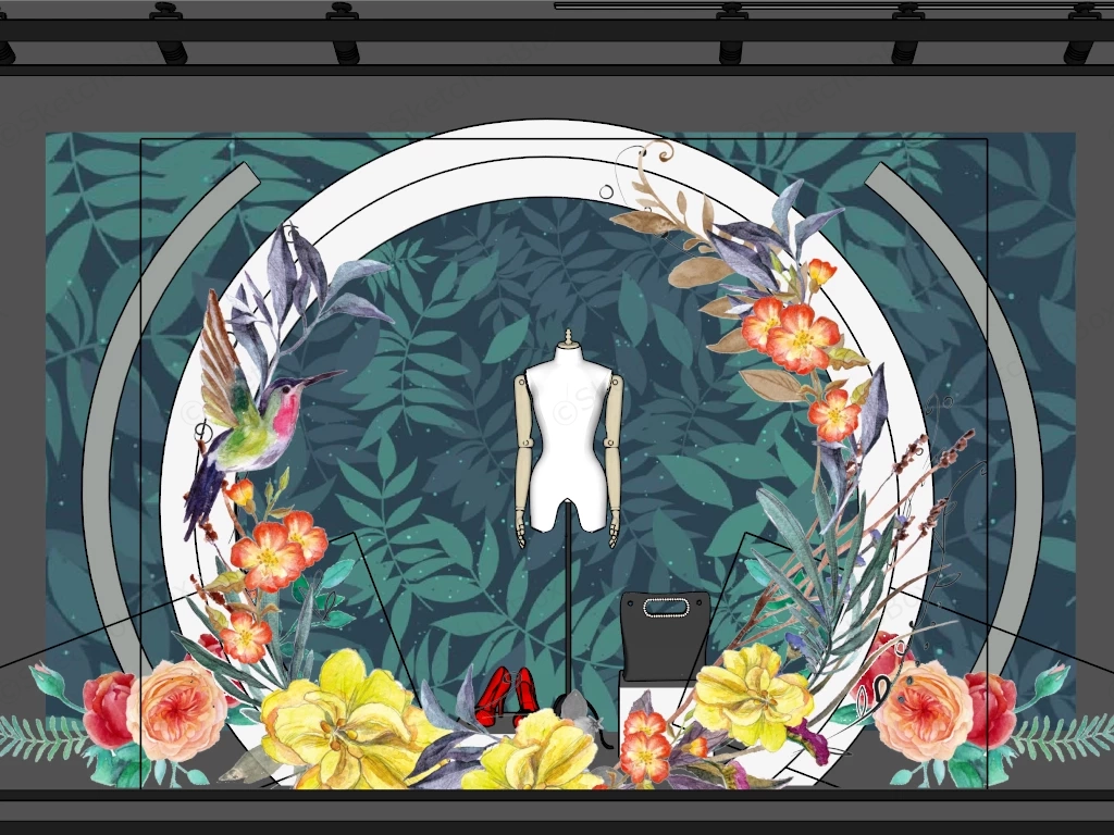 Boutique Window Display sketchup model preview - SketchupBox