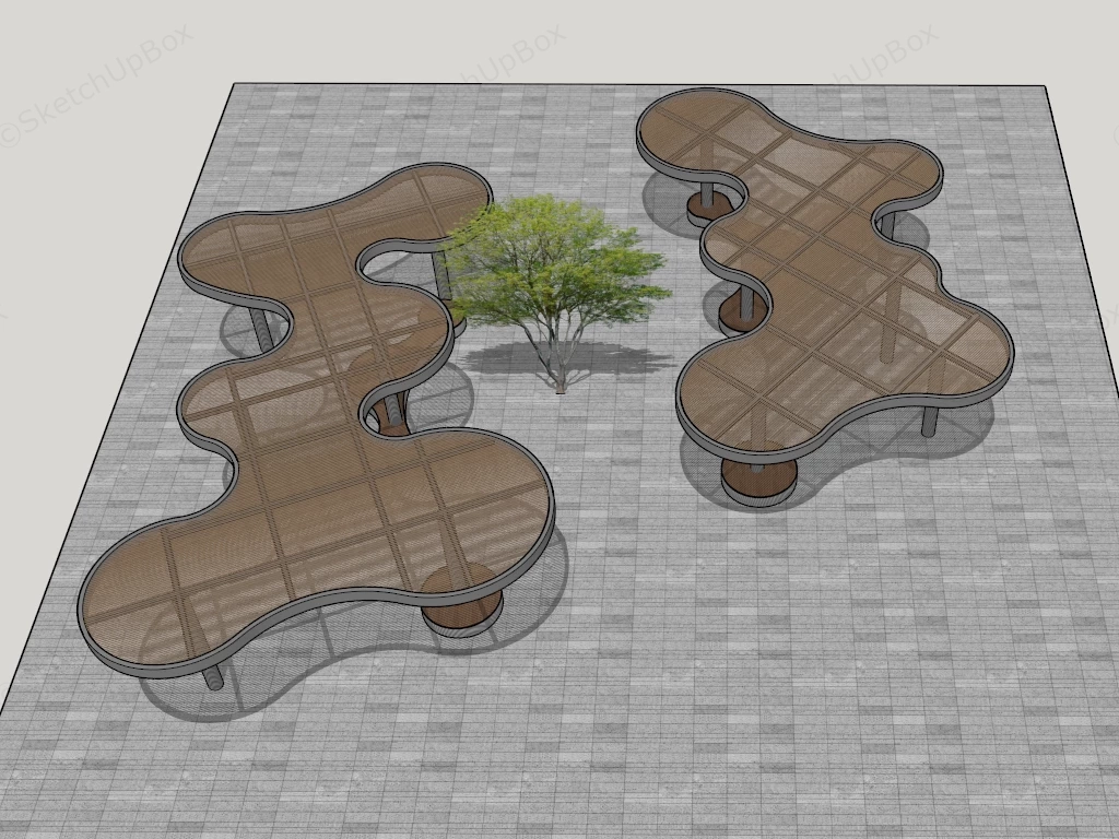 Curvaceous Landscape Pergola sketchup model preview - SketchupBox