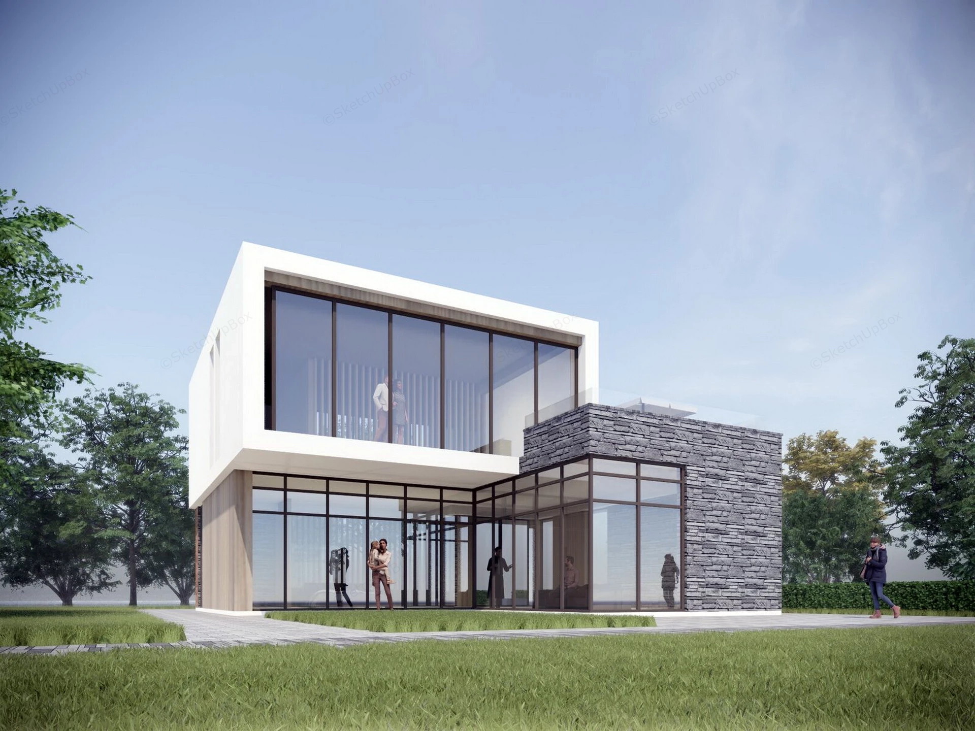 Tiny Modern House sketchup model preview - SketchupBox