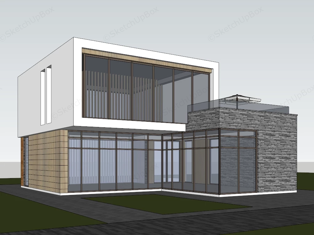Tiny Modern House sketchup model preview - SketchupBox