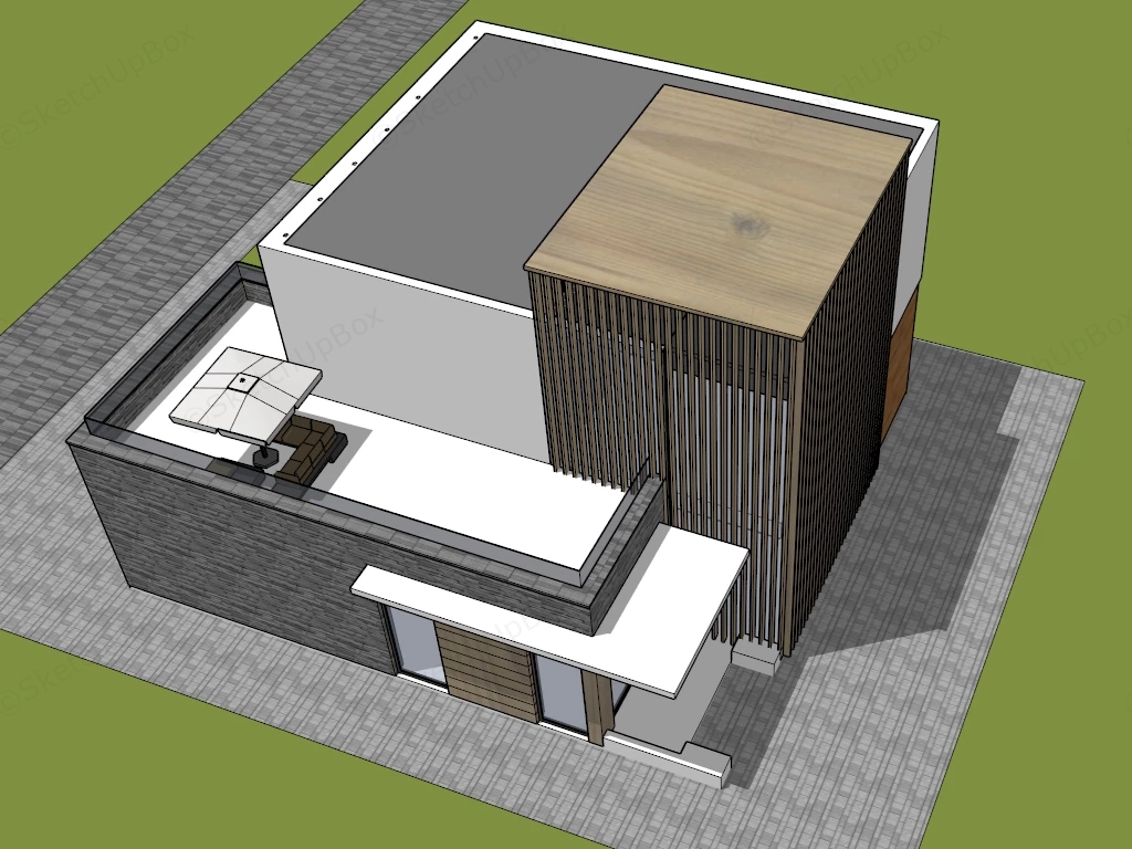 Tiny Modern House sketchup model preview - SketchupBox