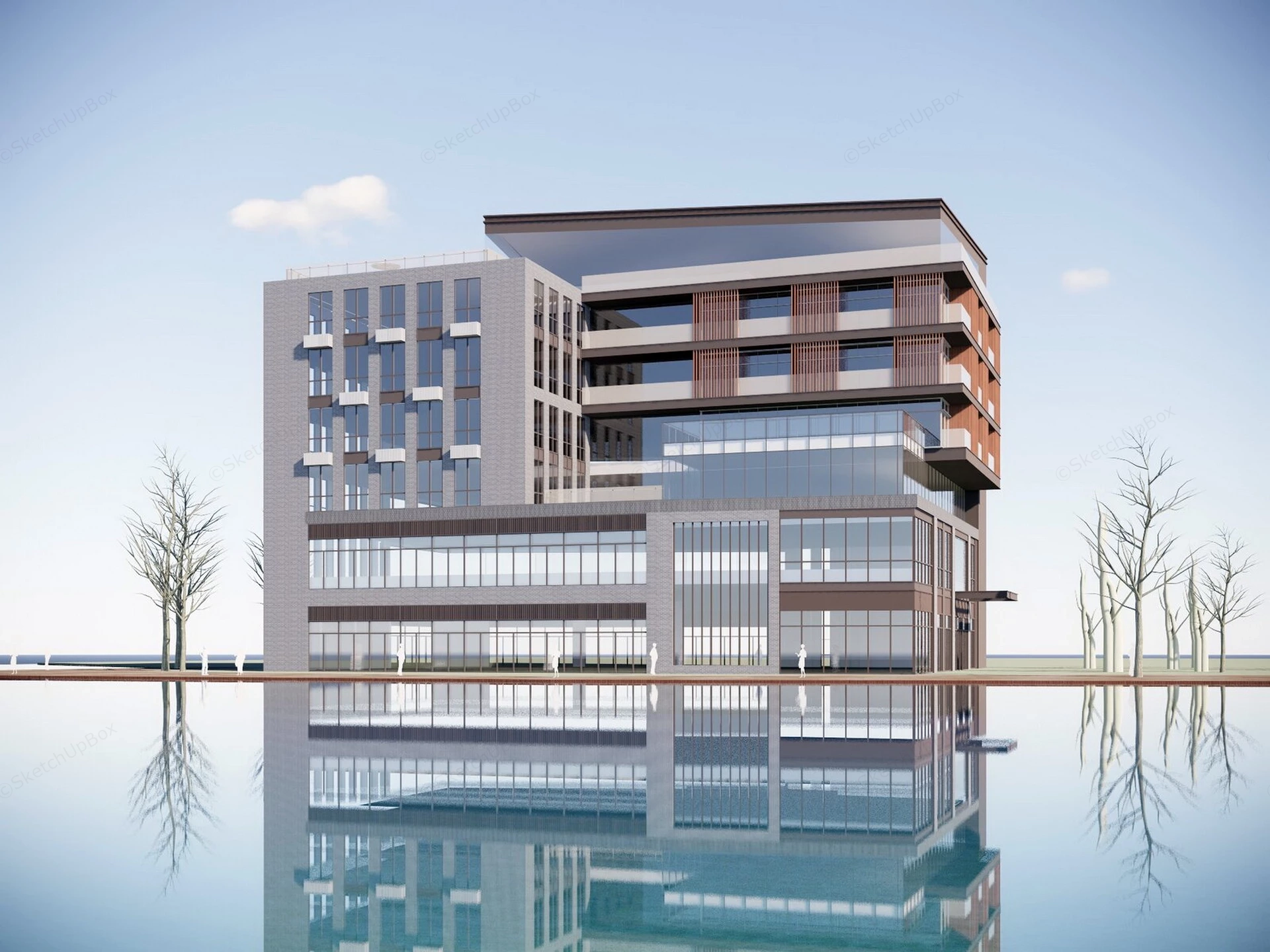 Waterfront Boutique Hotel sketchup model preview - SketchupBox