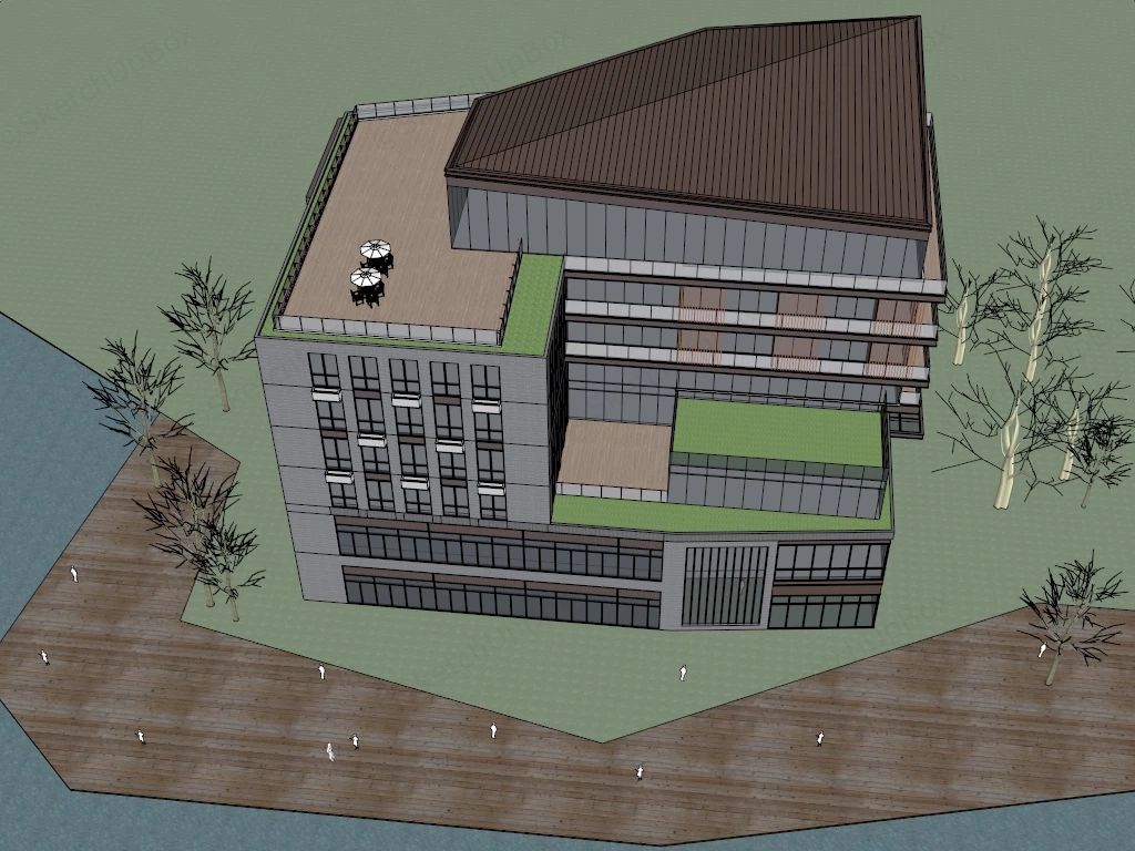 Waterfront Boutique Hotel sketchup model preview - SketchupBox