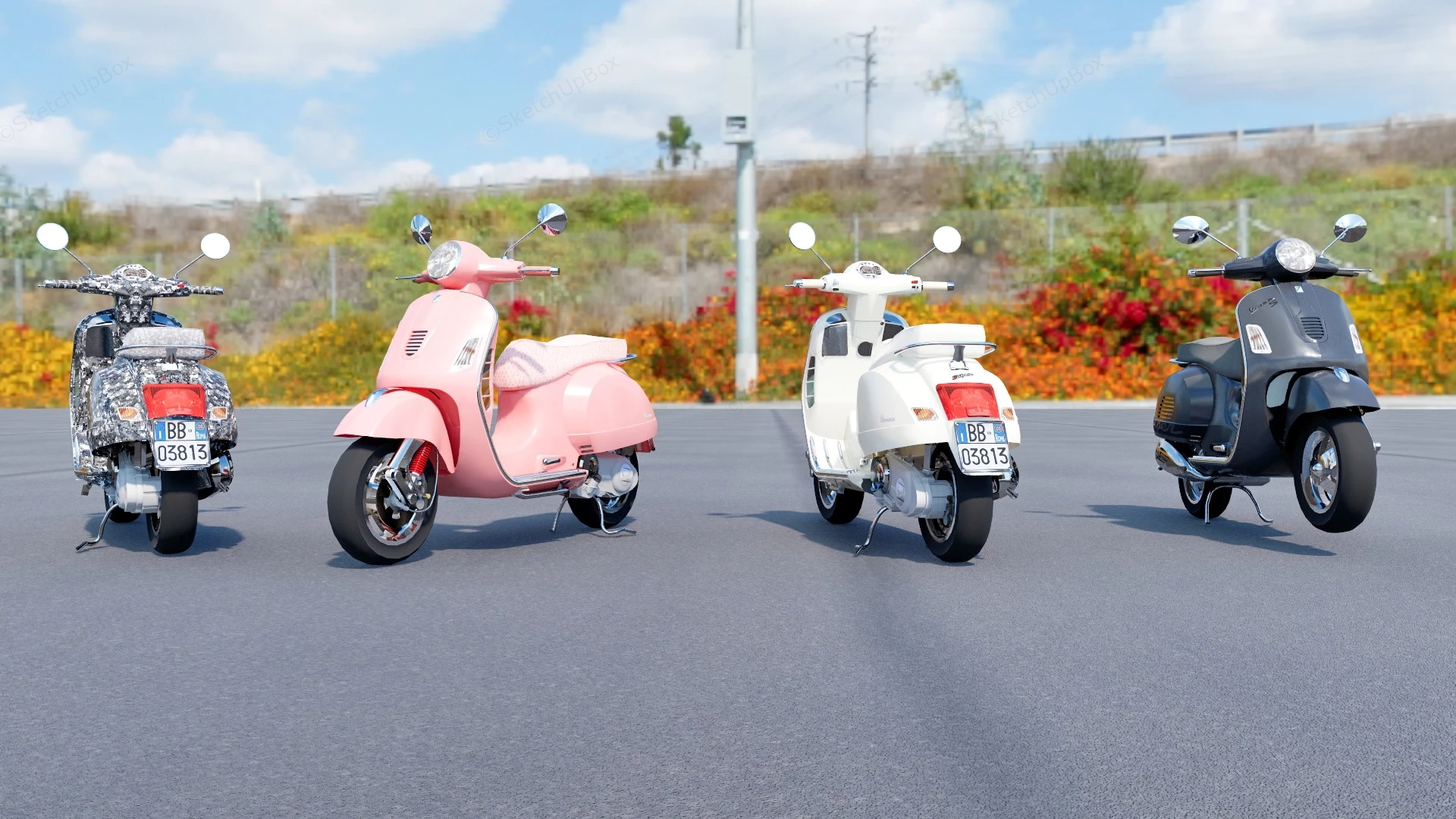 Vintage Style Mopeds sketchup model preview - SketchupBox