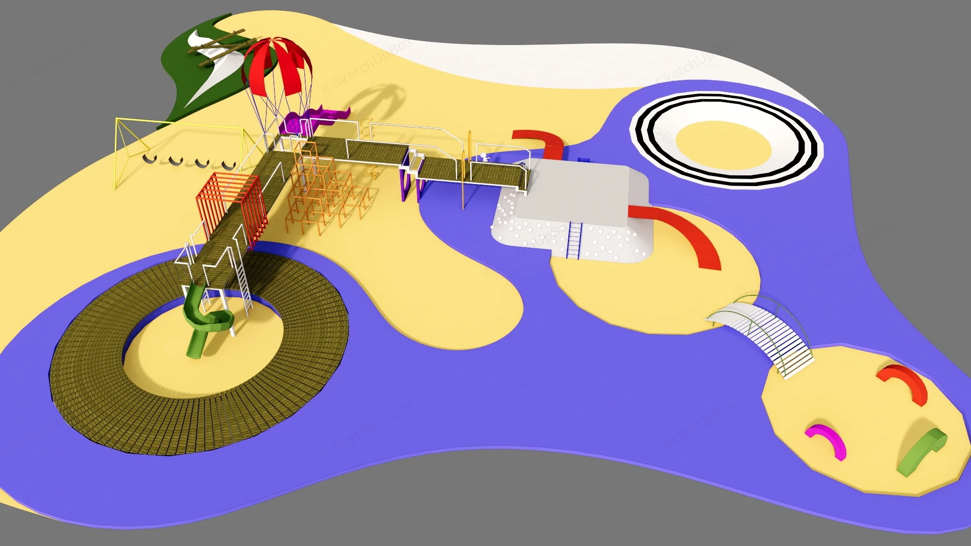 Yellow And Blue Playground sketchup model preview - SketchupBox