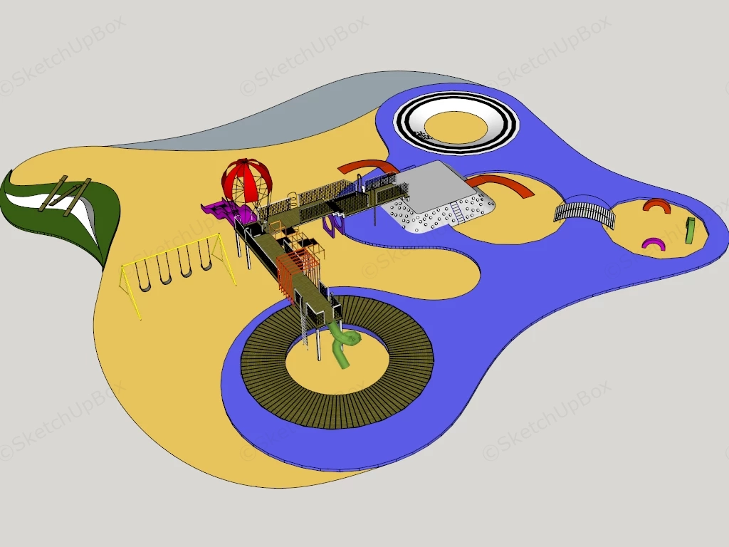 Yellow And Blue Playground sketchup model preview - SketchupBox