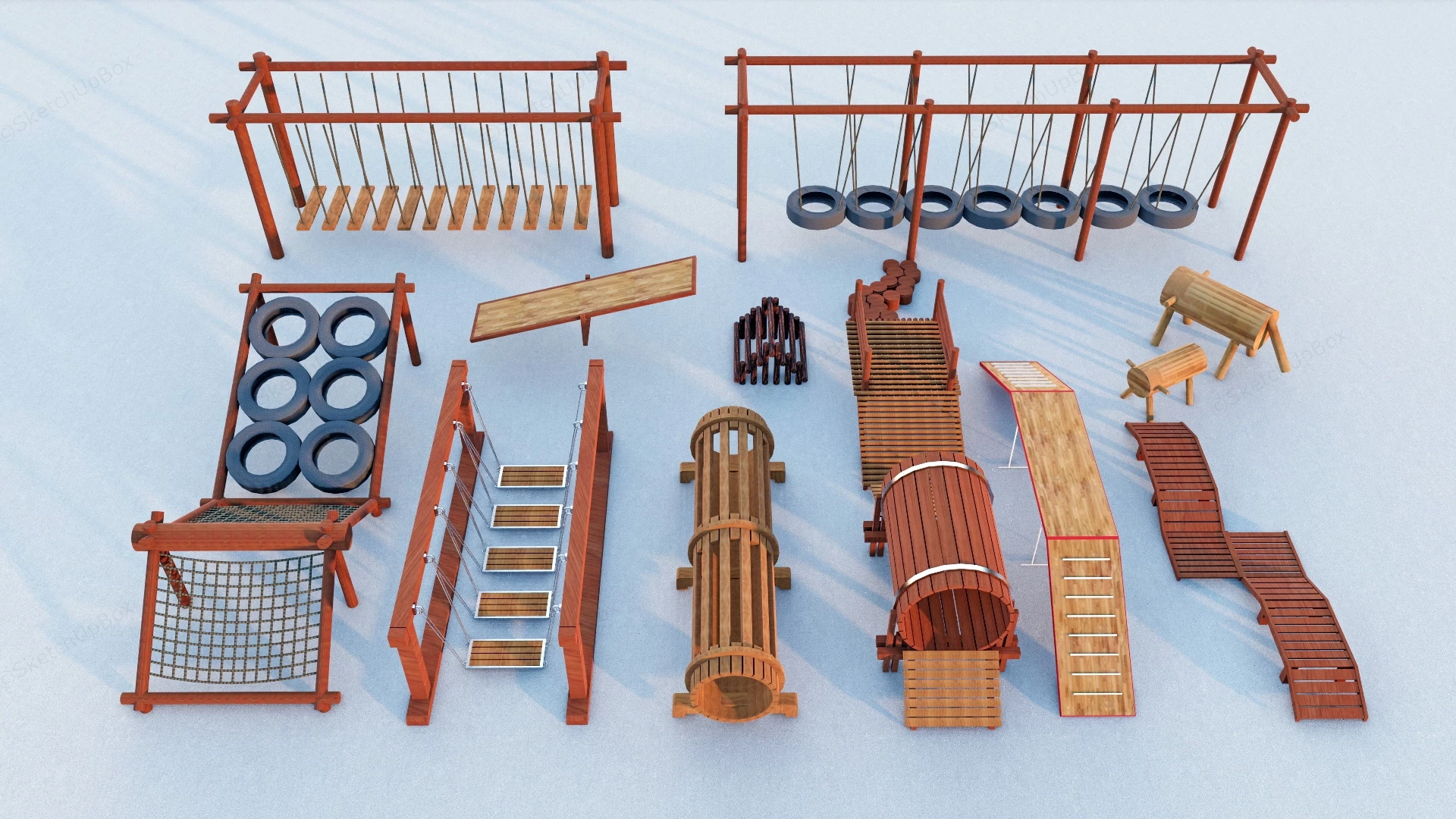 Wooden Outdoor Play Equipment sketchup model preview - SketchupBox