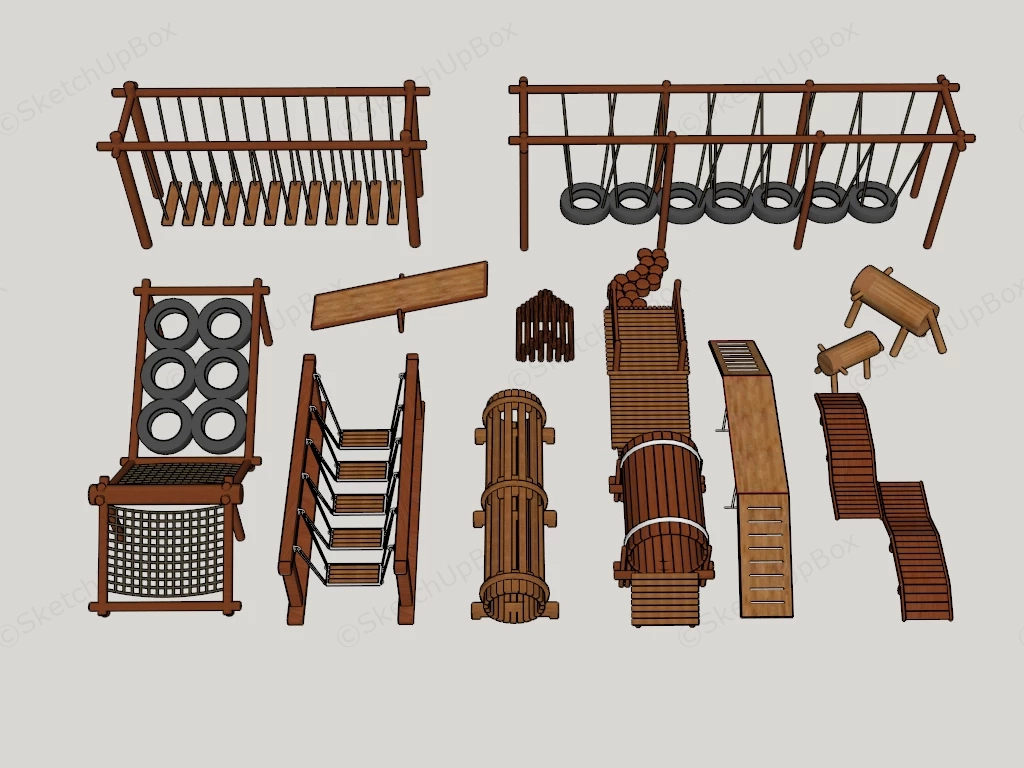 Wooden Outdoor Play Equipment sketchup model preview - SketchupBox