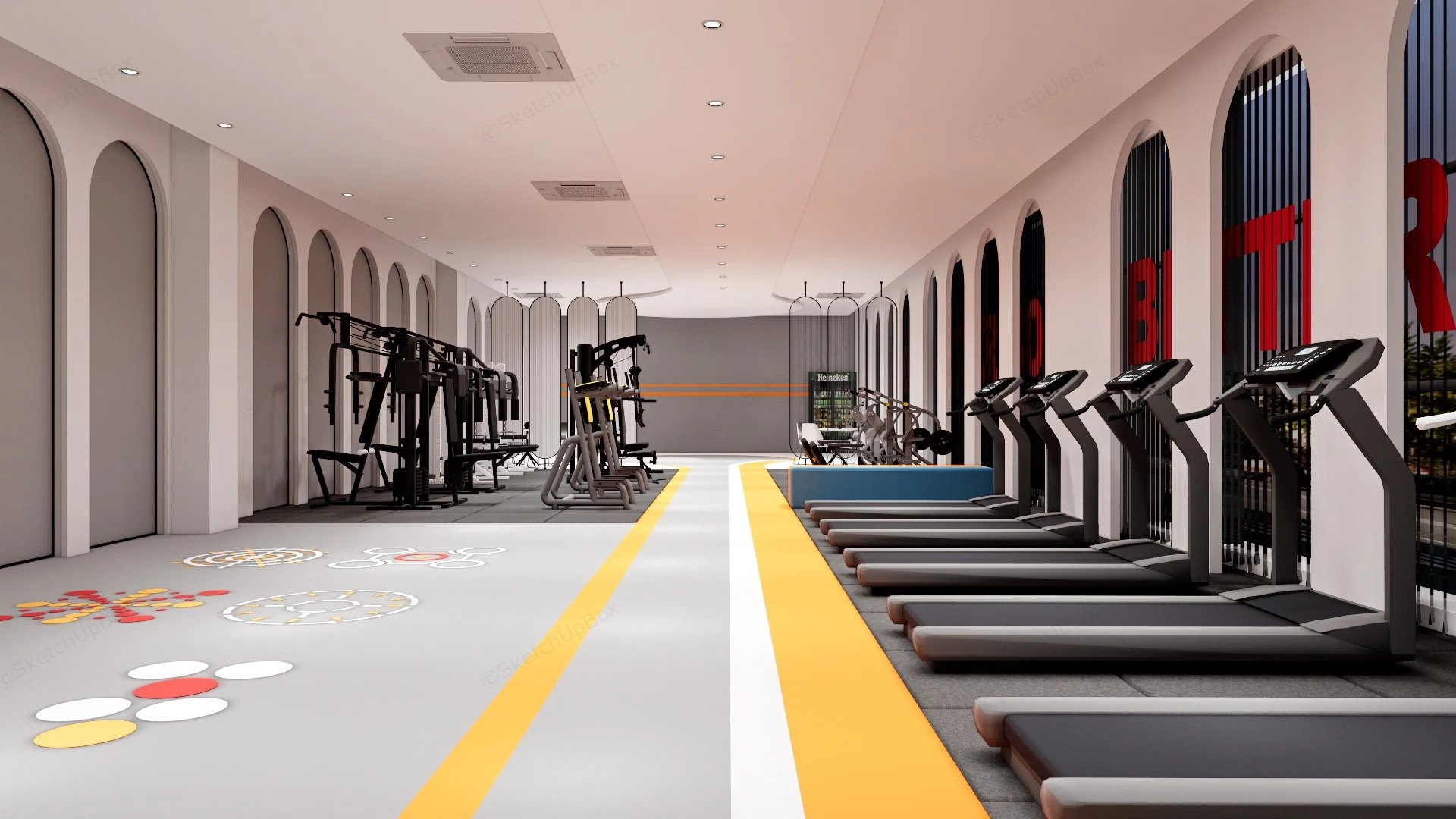 Boutique Hotel Fitness Center sketchup model preview - SketchupBox