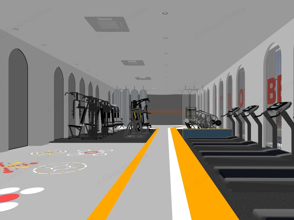 Boutique Hotel Fitness Center sketchup model preview - SketchupBox
