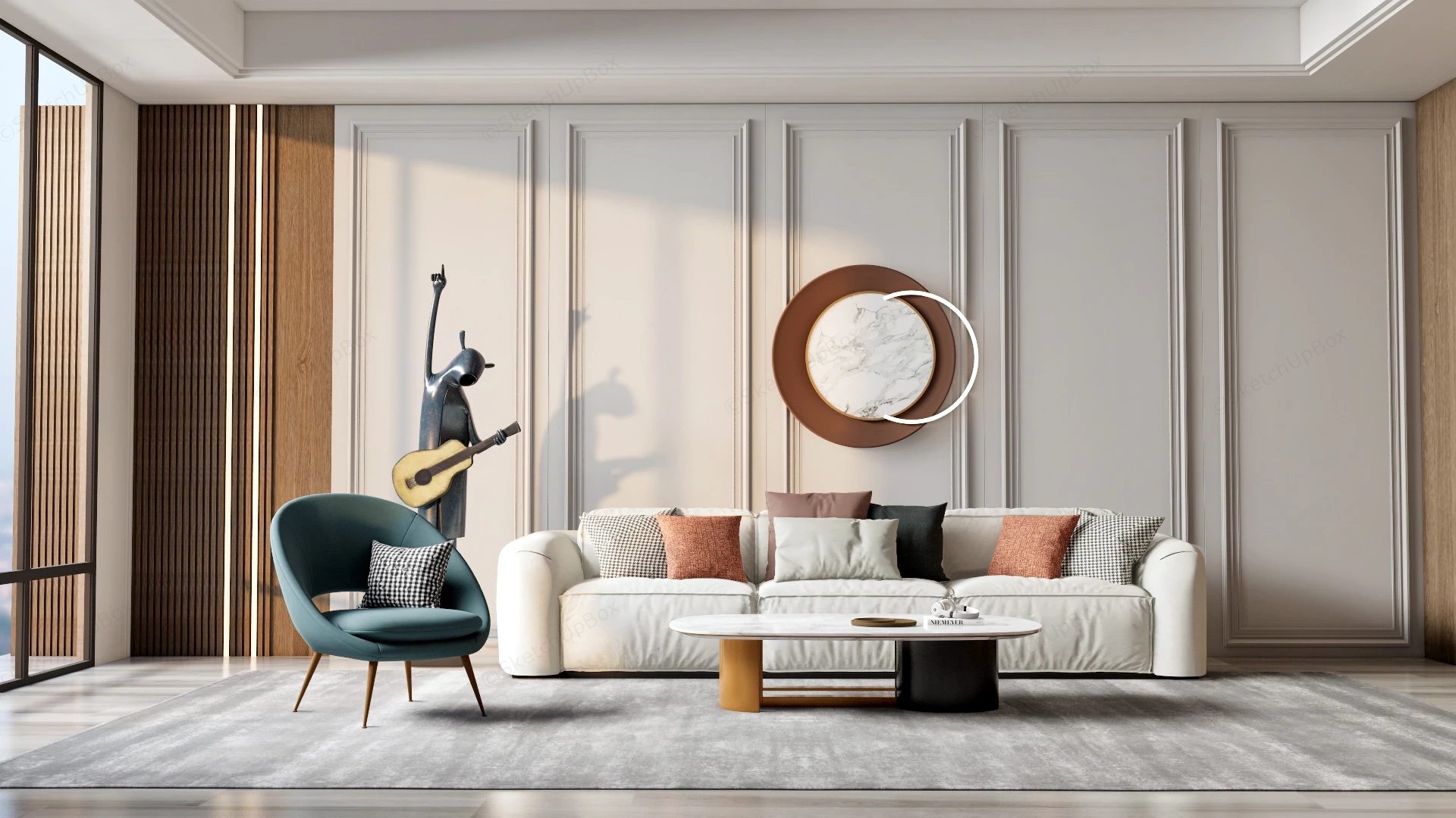 Transitional Living Room Decor sketchup model preview - SketchupBox