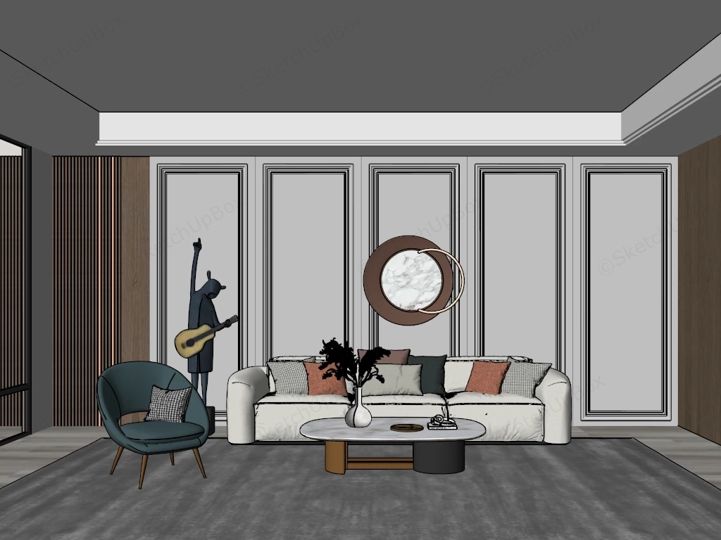 Transitional Living Room Decor sketchup model preview - SketchupBox