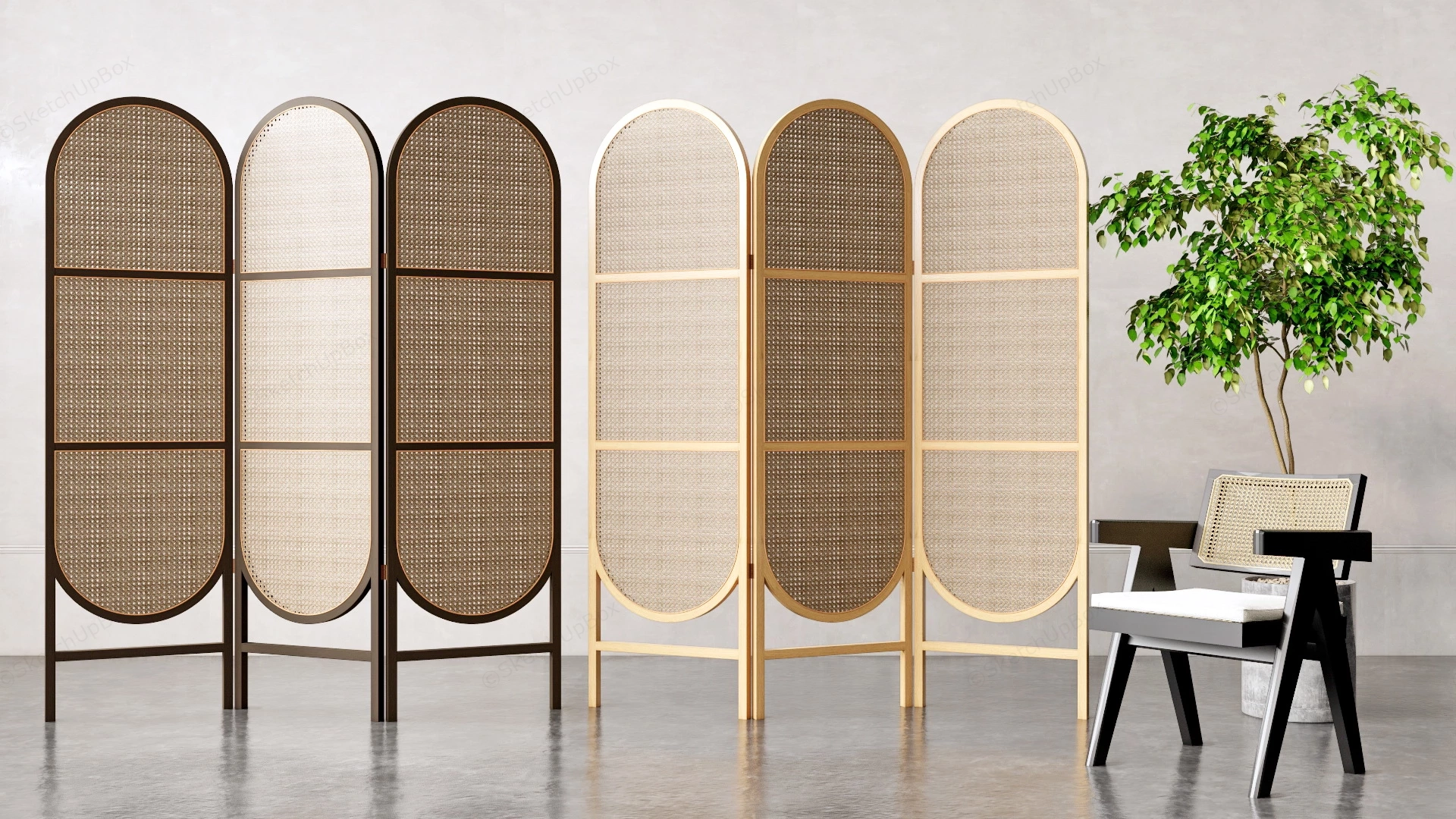 Folding Screen Rattan Room Divider sketchup model preview - SketchupBox