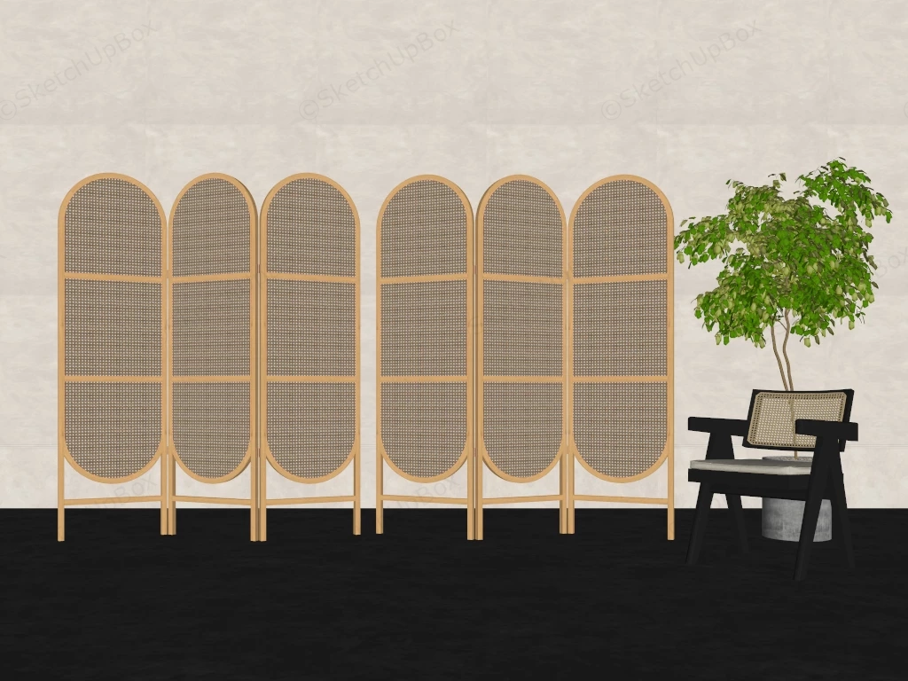 Folding Screen Rattan Room Divider sketchup model preview - SketchupBox