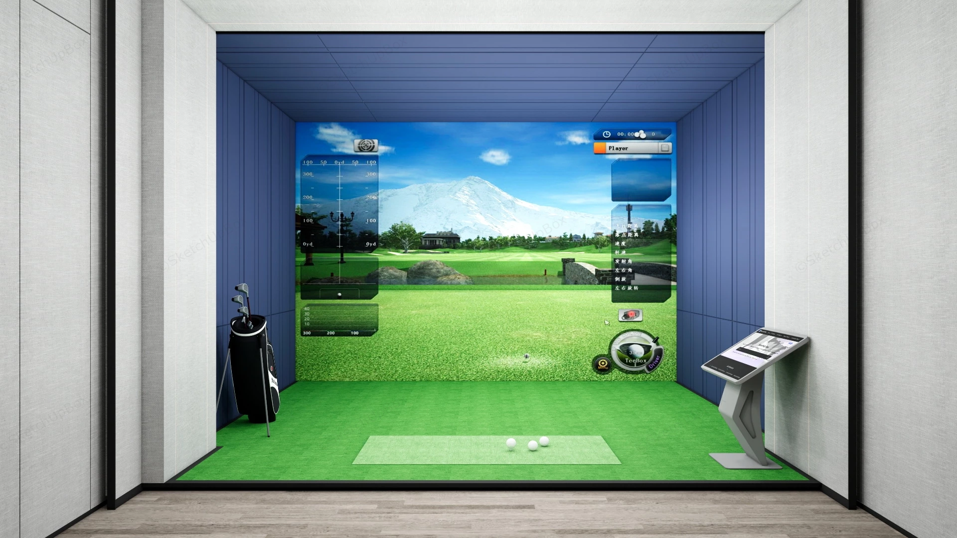 Indoor Golf Simulator Room sketchup model preview - SketchupBox