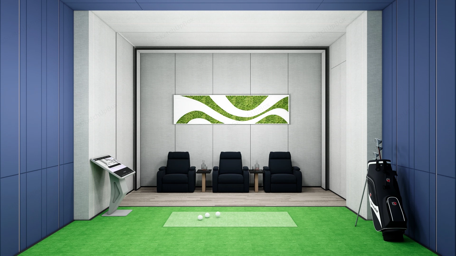 Indoor Golf Simulator Room sketchup model preview - SketchupBox
