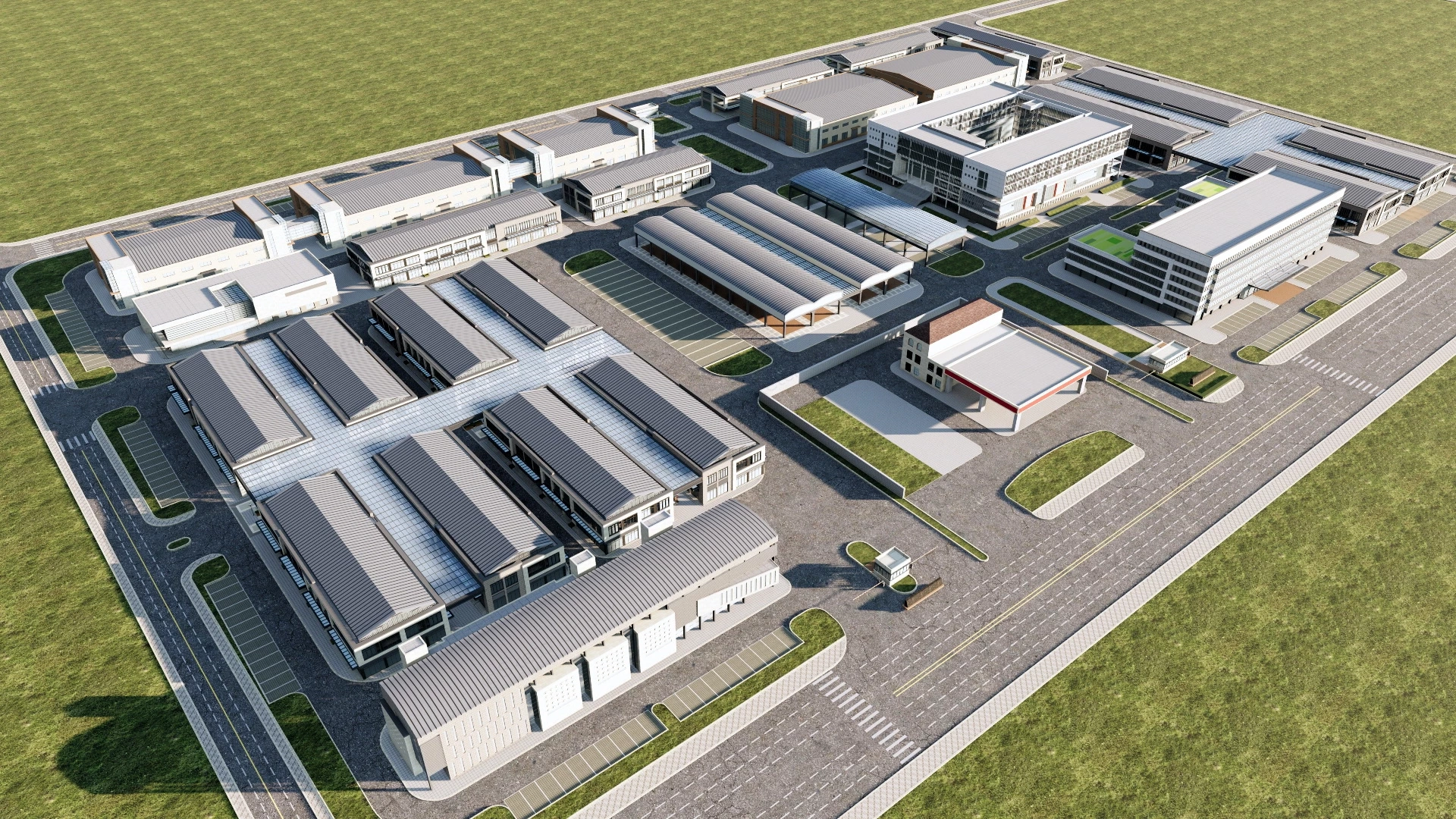 Modern Logistics Park sketchup model preview - SketchupBox