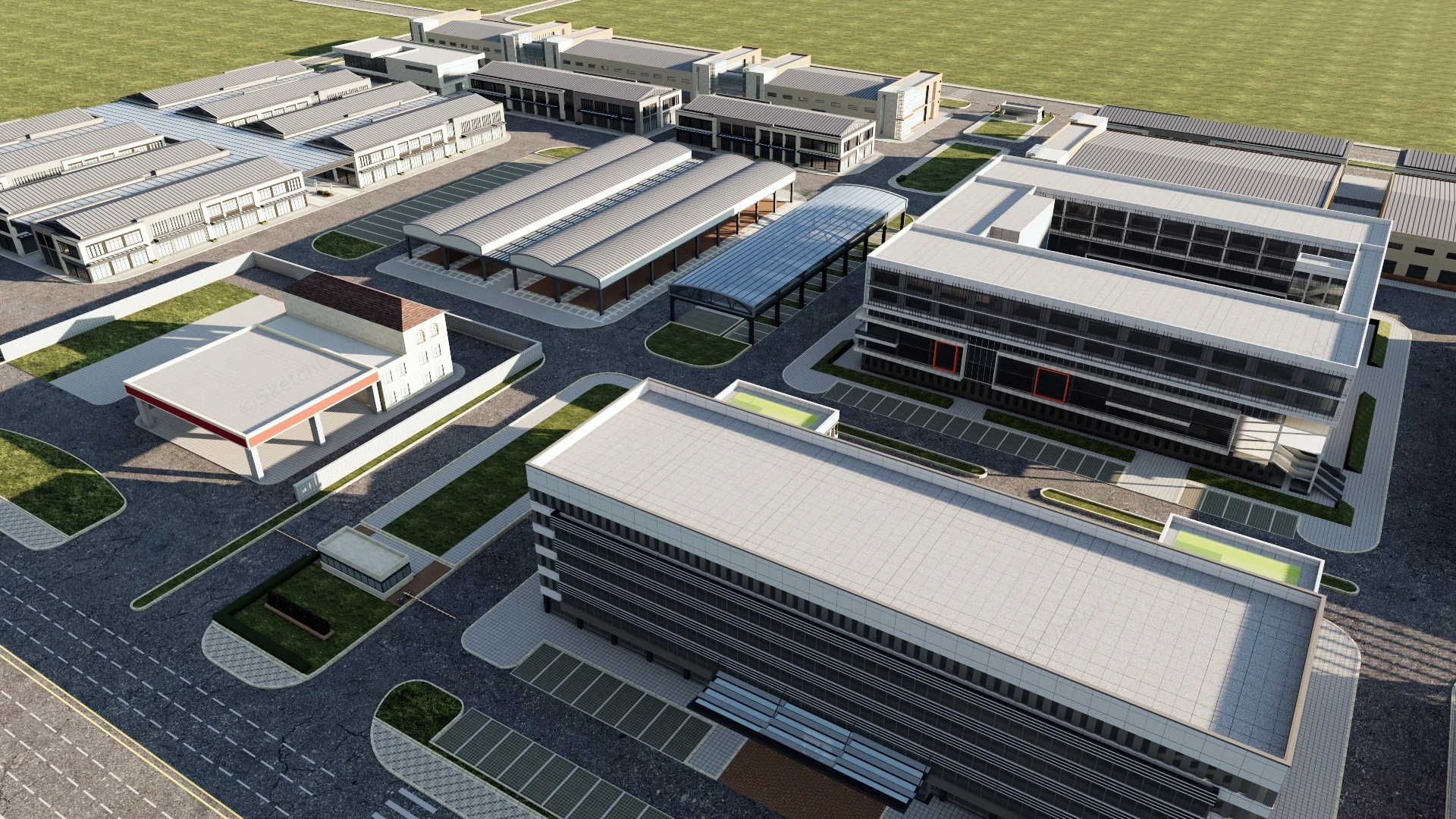 Modern Logistics Park sketchup model preview - SketchupBox