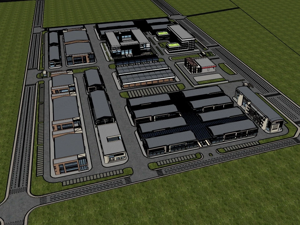 Modern Logistics Park sketchup model preview - SketchupBox