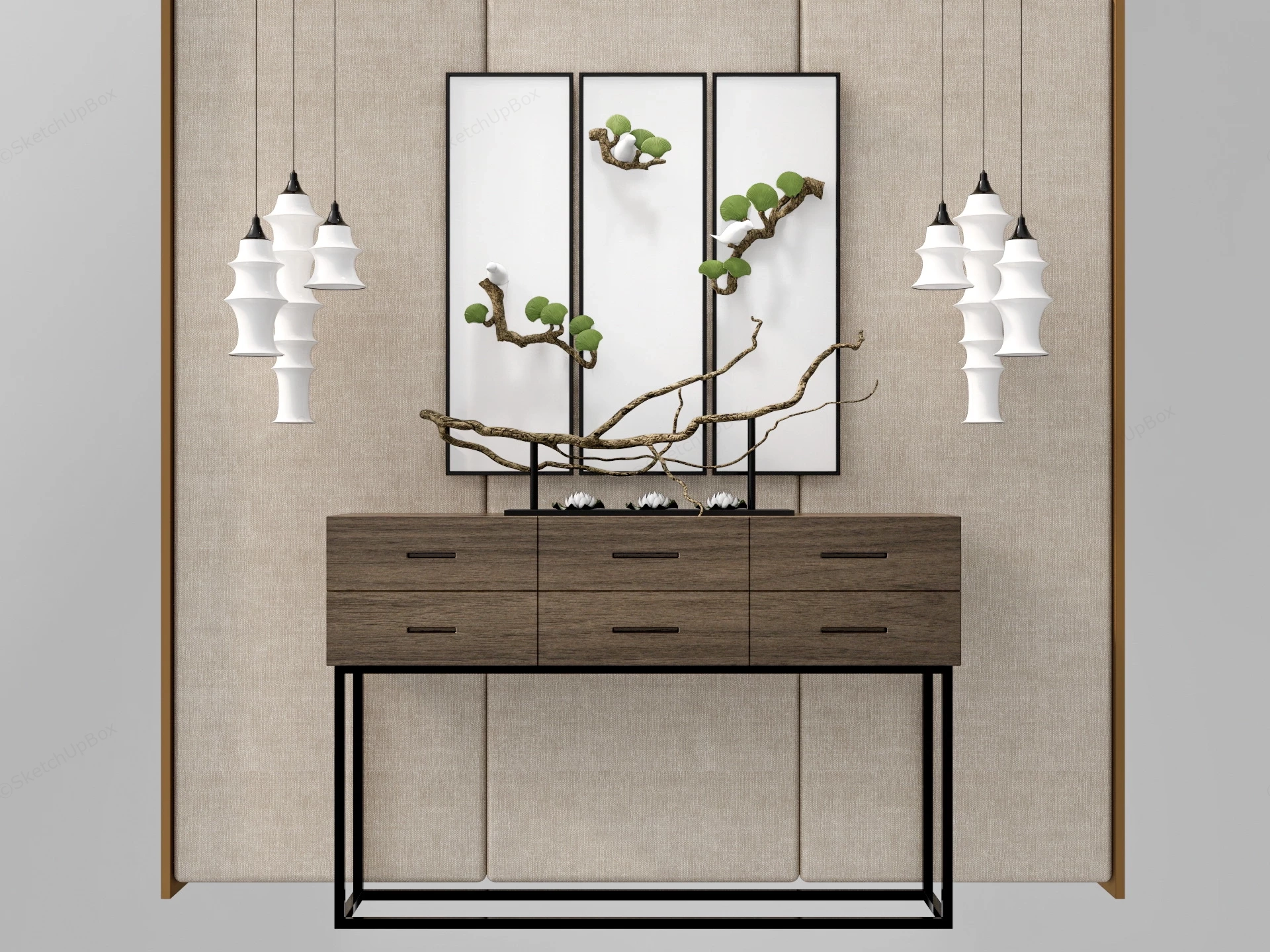 Asian Style Accent Console Table sketchup model preview - SketchupBox