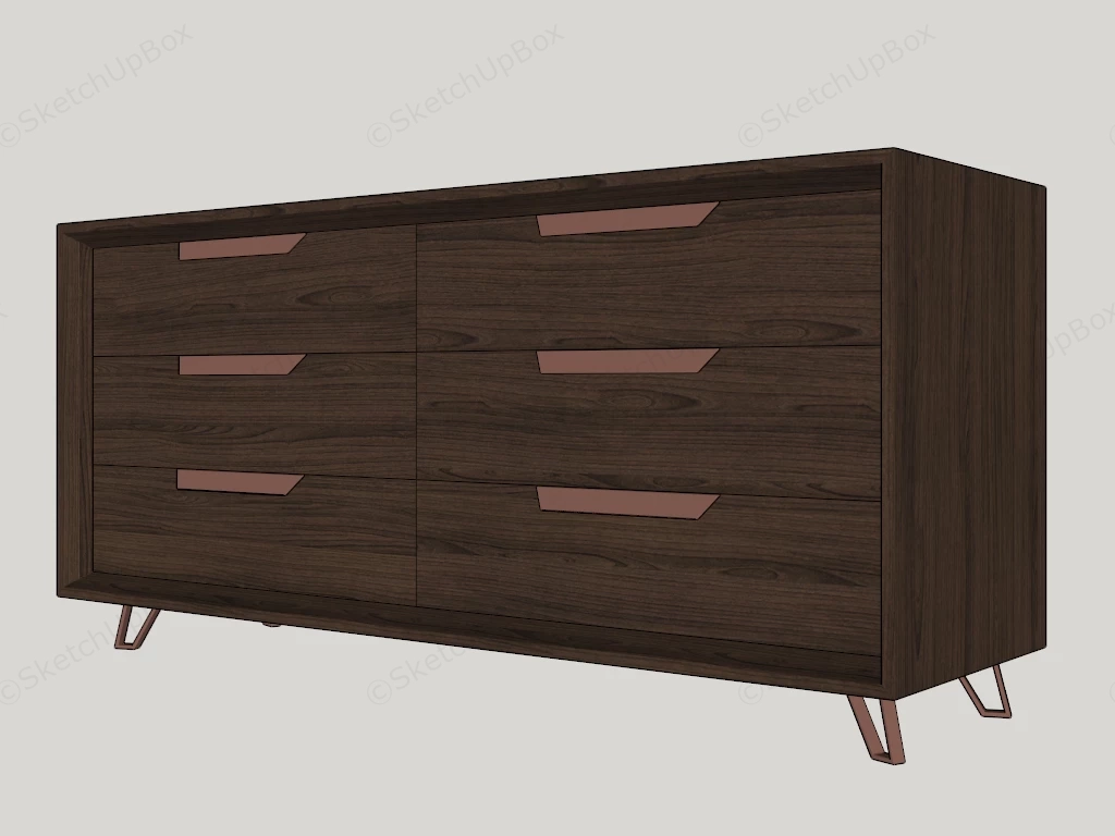 6 Drawer Grand Dresser sketchup model preview - SketchupBox